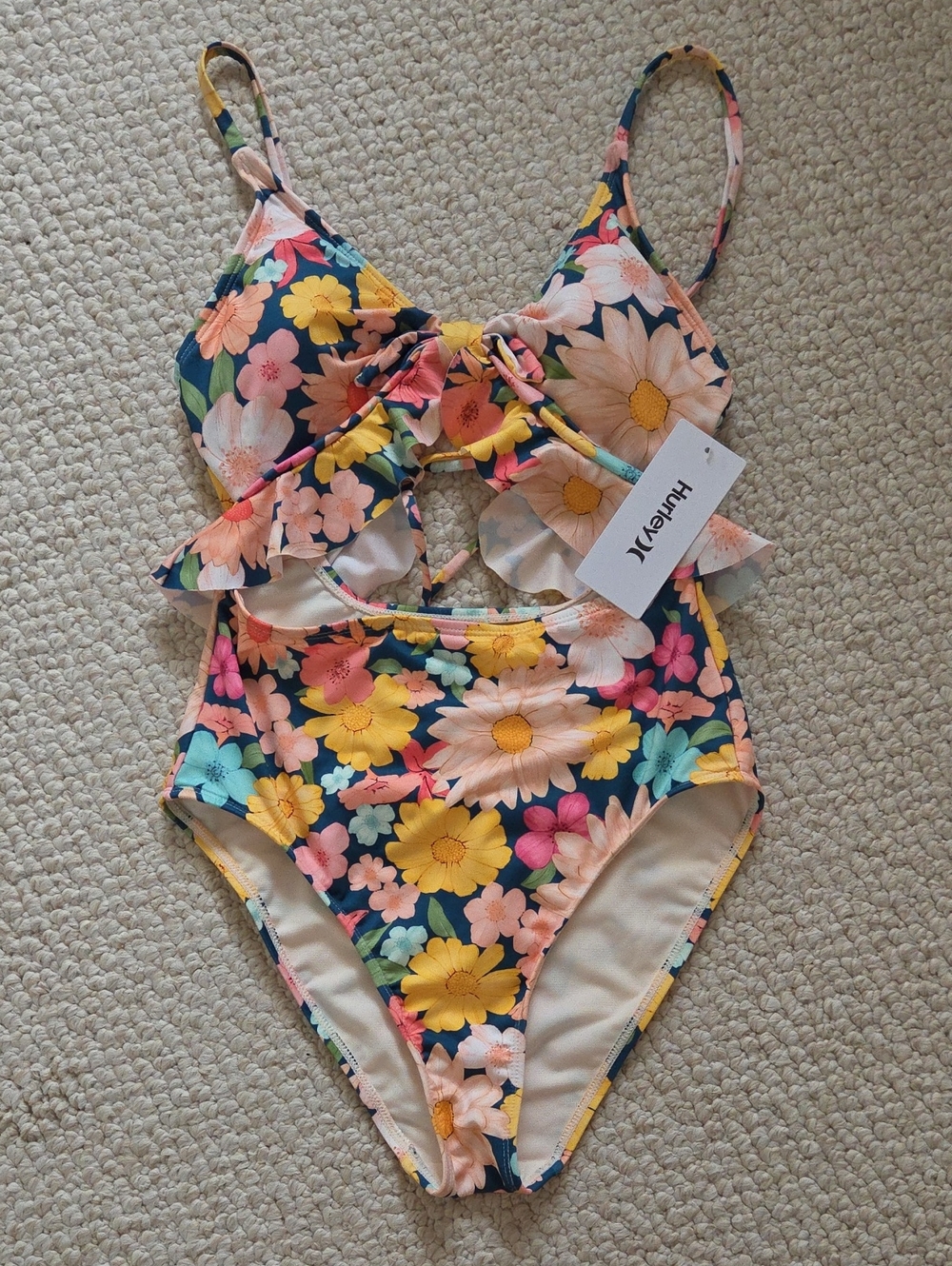 Hurley Floral Cutout One-Piece Swimsuit